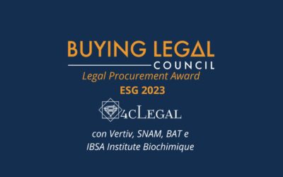 4cLegal premiata, con Snam, BAT Italia, Vertiv e Ibsa, ai Legal Procurement Awards a New York